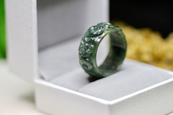 Jade Ring | Jade Band Size 9 | Green Jadeite | Type a Untreated 