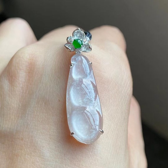Jade Pendant 18K Solid Gold Beautiful Icy Jade Set in 18K Etsy