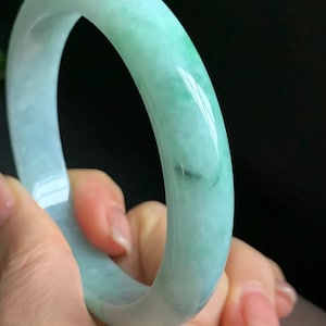 59.5 mm Jade Armreif | Grünes Jade Armband | Apfelgrüner Jadeit | Glücksstein-Armreif | Heilendes Armband | Natürliche Jade | Jadeit der Klasse A