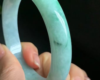 59.5mm Jade Bangle | Green Jade Bracelet | Apple Green Jadeite | Lucky Stone Bangle | Healing Bracelet | Natural Jade | Grade A Jadeite