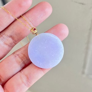 Lavender jade pendant natural jadeite ring 18K gold setting with certificate