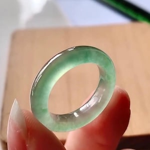 Icy Green Jade Band Ring – Natural Type A Jadeite, US Size 7