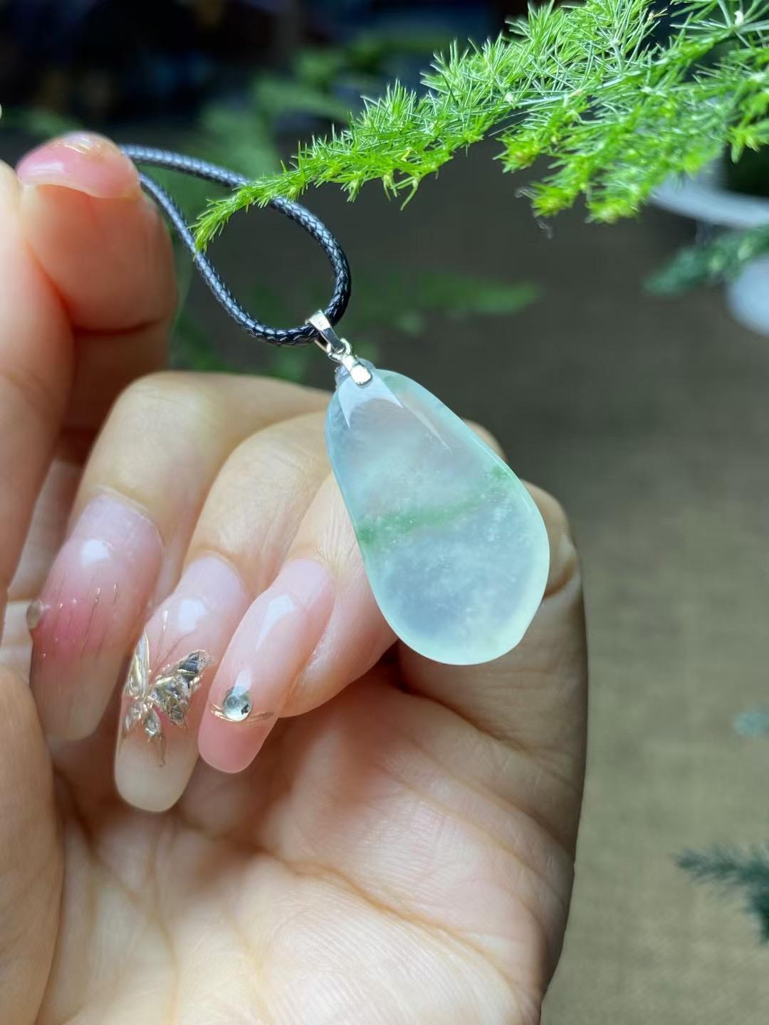 Icy White Jade Melon Pendant - 18K Gold & Diamond Charm - Etsy