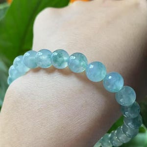 Icy Jade Bead Bracelet | Green Jadeite Bracelet | Natural Type A Jade | Grade A Jadeite | Certified Jade | Rare Healing Gemstone Bracelet