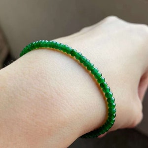Jade bracelet / green/ jadeite bead bracelet / type A jade / bead size 3.5 mm /natural / certified