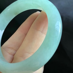52.5 mm Hellgrüner Jade Armreif | Grüner Jadeit Armreif | Jade Armband | Natürliche Jade | Klasse A Jadeit | Typ A Jade | Zertifizierter Jade Armreif