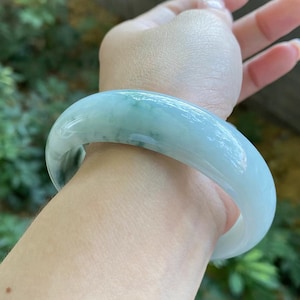 White Jade Bangle | Green Jade | 59mm Jade Bangle | Natural Grade A Jadeite | Type A Jade | Gemstone Bangle | Healing Stone | Certified