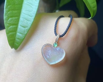 アイシーホワイトタイプAグレードA天然ジェダイト翡翠小蓮の花18K