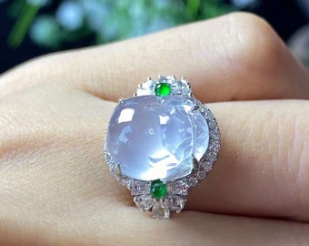 Jade ring 18K white gold Beautiful natural icy jadeite in 18K white gold setting icy white jade band