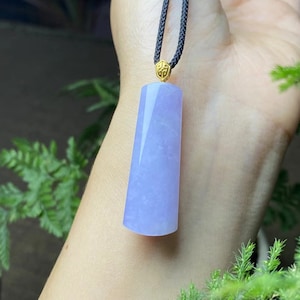 Exquisite Lavender Jade Pendant in 18K Solid Gold - Handcrafted Healing Necklace