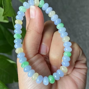 Jade Rondelle Bracelet | Lavender Jadeite Bead Bracelet | Green Jade | Natural Type A Jade | Grade A Jadeite | Certified