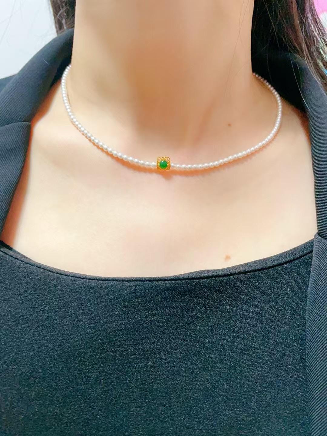 Collana Con Ciondolo In Giada Verde Multicolore E Diaspro – Perline 8mm, 18 Pollici, Argentato