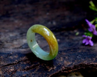 Jade Ring | Honey Jade Band | Natural Gemstone Ring | Green Jade Band | Type A Jade | Grade A Jadeite | Certified