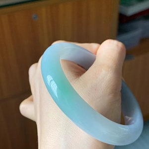 59.5mm Jade bangle natural jadeite bracelet apple green jade lavender jadeite bangle with certificate