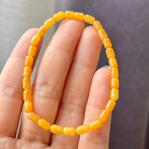 Honig Gelb Jade Armband - Gelb Jadeit Perlen Armband - Smaragd Cut Jade Armband