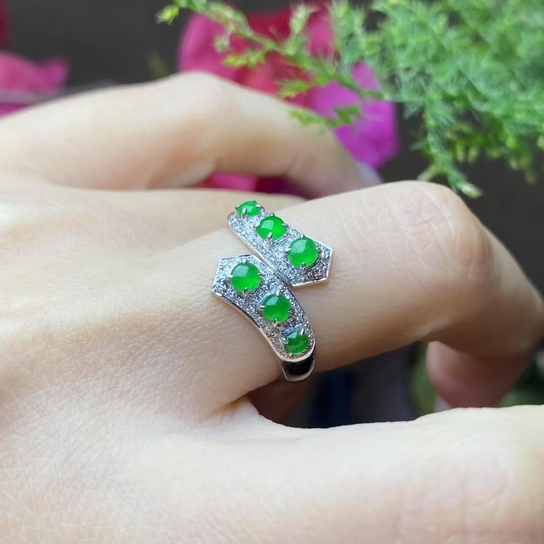 Natural Jadeite Ring in 18K Solid Gold | Adjustable Open Ring With ...