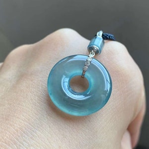 Jade pendant 18K solid gold Beautiful blue ocean Jade set in 18K white solid gold.