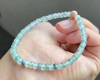 Armband med naturlig jadeit av typ A, 5 mm grön jade