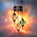 3 Globe Turkish Mosaic Chandelier: Bohemian Hanging Lamp