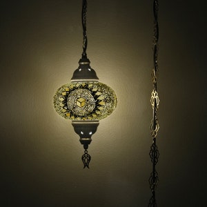 Lampada a sospensione in mosaico marocchino: lampadario a sospensione turco con catena extra