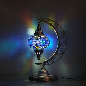 Turkish Lamp, Mosaic Moon Lamp, Moroccan Standing Lighting, Turkish Lantern, Gift For Her, Ottoman istanbul Lamps