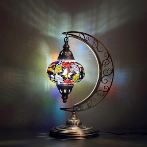 Mosaic Moroccan Lighting, Mosaic Moon Lamp, Turkish Standing Lighting, Turkish Lantern, Gift For Her, Ottoman istanbul Lamps