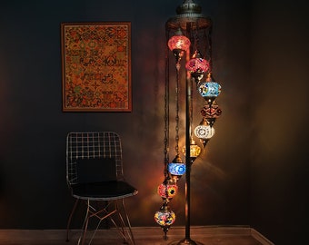 Bedside Lamp, Desk Lamp, Turkish Mosaic Lamp, Moroccan Table Lamp, Mosaic Table Lamp, Turkish Lantern, Standing Moroccan, Gourd Lampshade
