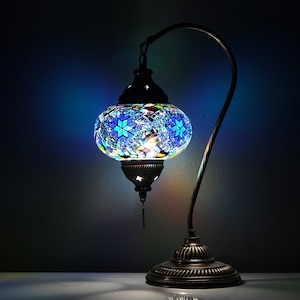 Swan Neck Turkish Mosaic Lamp: Bohemian Home Decor