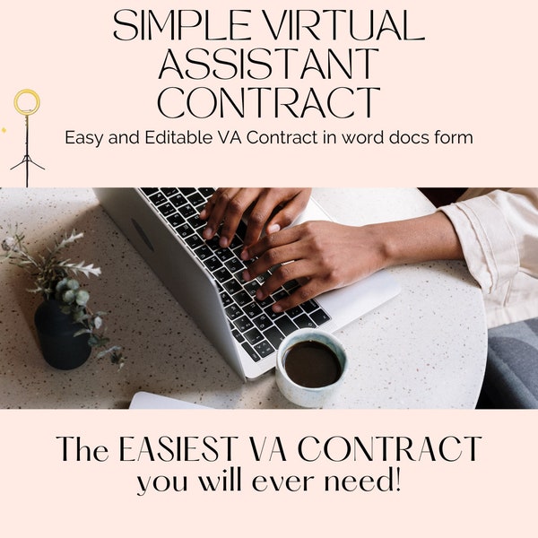 Simple Virtual Assistant Contract, VA Contract, Easy Contract, Editable VA Contract, VA Contract Word Document