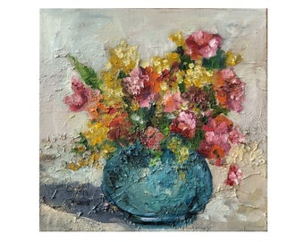 Flower painting original painting oil painting abstract flower painting oil painting impasto painting small flower painting