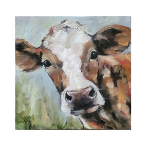 Cow original painting original oil painting cow picture artwork impasto painting image 1