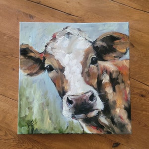 Cow original painting original oil painting cow picture artwork impasto painting image 3