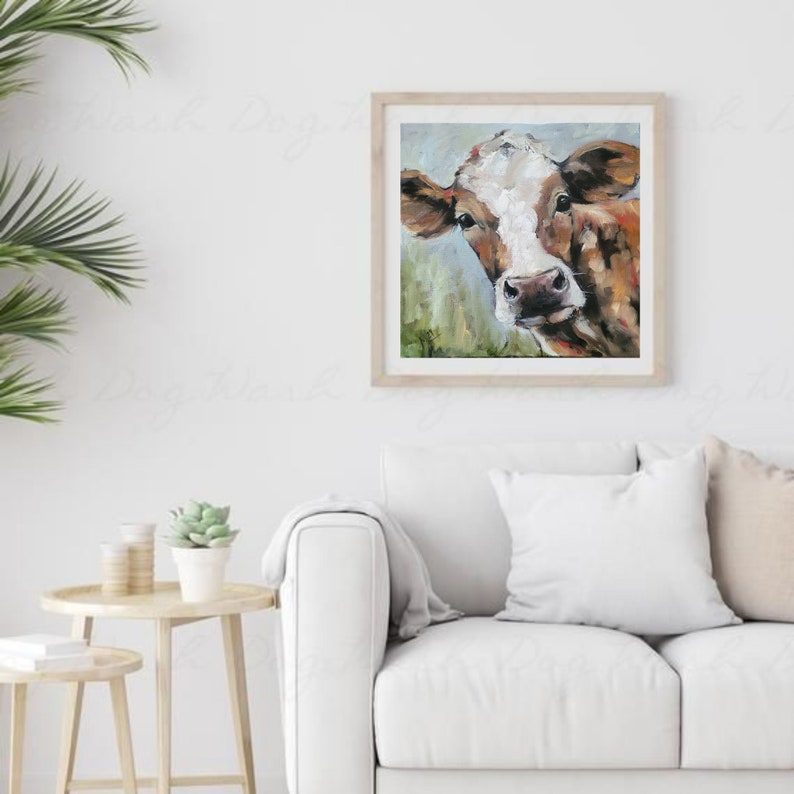 Cow original painting original oil painting cow picture artwork impasto painting image 8