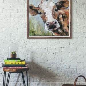 Cow original painting original oil painting cow picture artwork impasto painting image 7