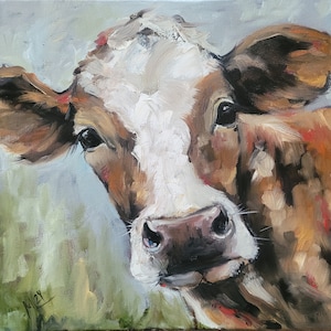 Cow original painting original oil painting cow picture artwork impasto painting image 2