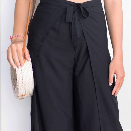 016 Beautiful Black Wrap Pants, Long Pants Trendy, Bali Beach Pants, black Long Pants, Summer Pants, Festival Trousers