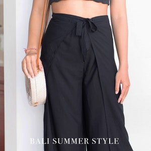 016 Beautiful Black Wrap Pants, Long Pants Trendy, Bali Beach Pants, black Long Pants, Summer Pants, Festival Trousers image 2