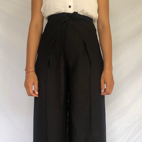 016 Beautiful Black Wrap Pants, Long Pants Trendy, Bali Beach Pants, black Long Pants, Summer Pants, Festival Trousers