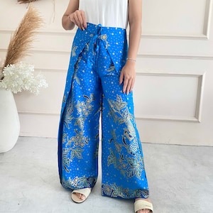 Hand Dyed Solid Wrap Pants, Lightweight and Flowy Wrap Around Pants, Soft  Cotton Palazzo Pants, Women's Boho Pants Front and Back Ties 
