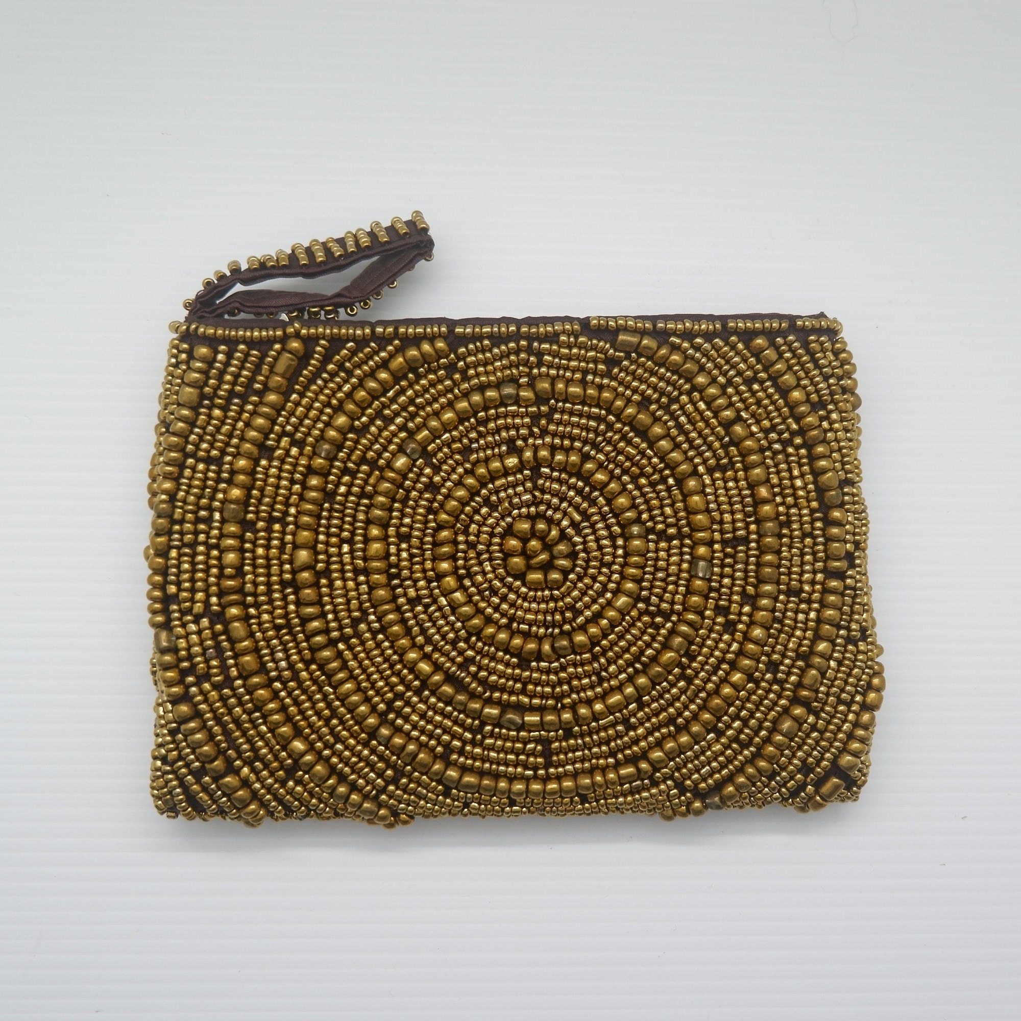 Bali Hand Beaded wallet Gold Beaded Glass Beaded Made in Bali Etsy