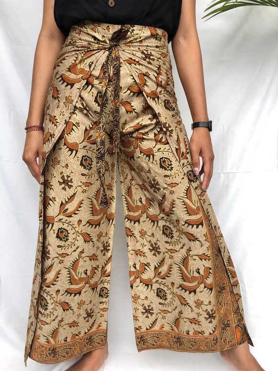 Light Brown Handmade Batik Wrap Pants 