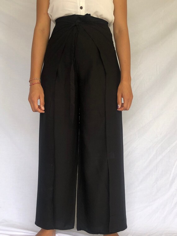 016 Beautiful Black Wrap Pants, Long Pants Trendy, Bali Beach