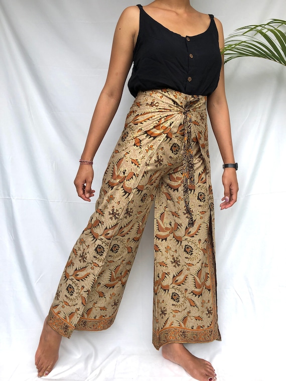 Light Brown Handmade Batik Wrap Pants 