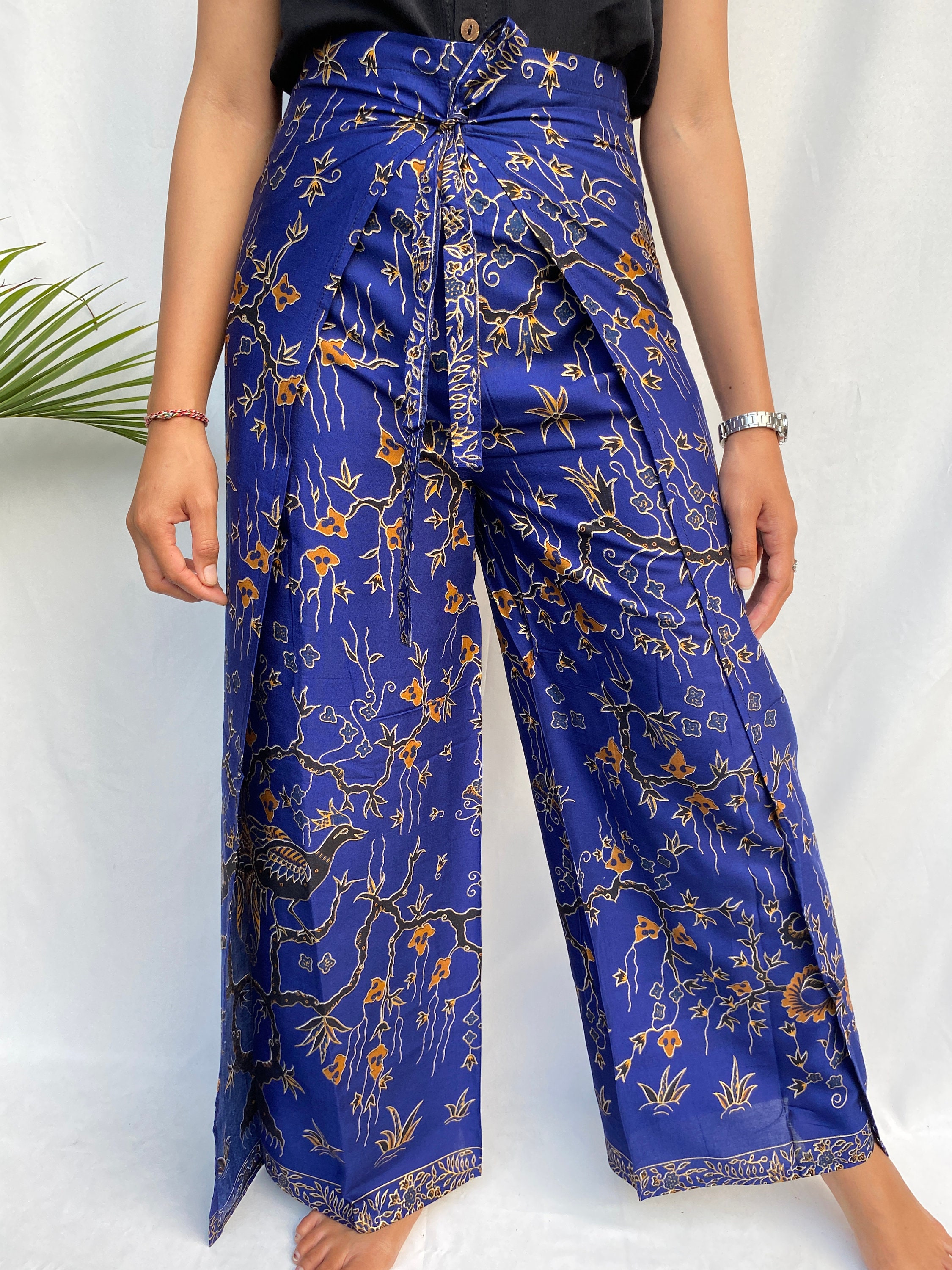 A070/ Dark Blue Batik Wrap Pants Wrap 