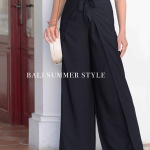 016 Beautiful Black Wrap Pants, Long Pants Trendy, Bali Beach Pants, black Long Pants, Summer Pants, Festival Trousers image 5