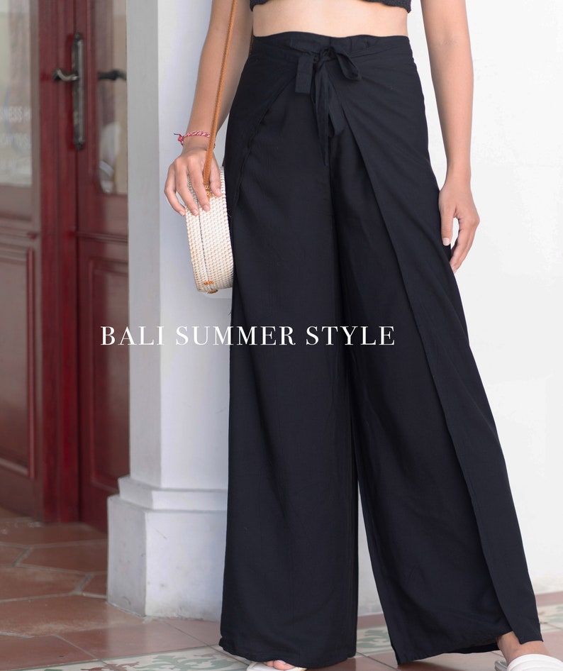 016 Beautiful Black Wrap Pants, Long Pants Trendy, Bali Beach Pants, black Long Pants, Summer Pants, Festival Trousers image 5