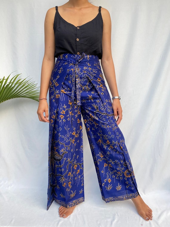 A070/ Dark Blue Batik Wrap Pants Wrap 