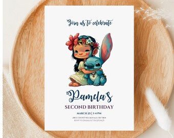ととと Lilo and Stitch Second Birthday Invite, Stitch Birthday