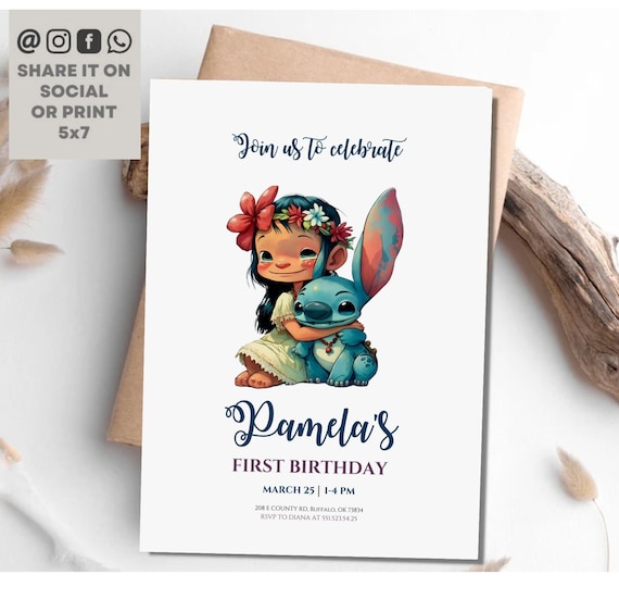 Lilo and Stitch Birthday Party Invitation Template For Boy - Edit Online Now