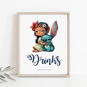 Stitch Drinks Sign ,Stitch Table Sign, Stitch Birthday Table Sign, Custom Sign, Cards And Gifts Sign, Birthday Welcome Sign, Boy Party Decor